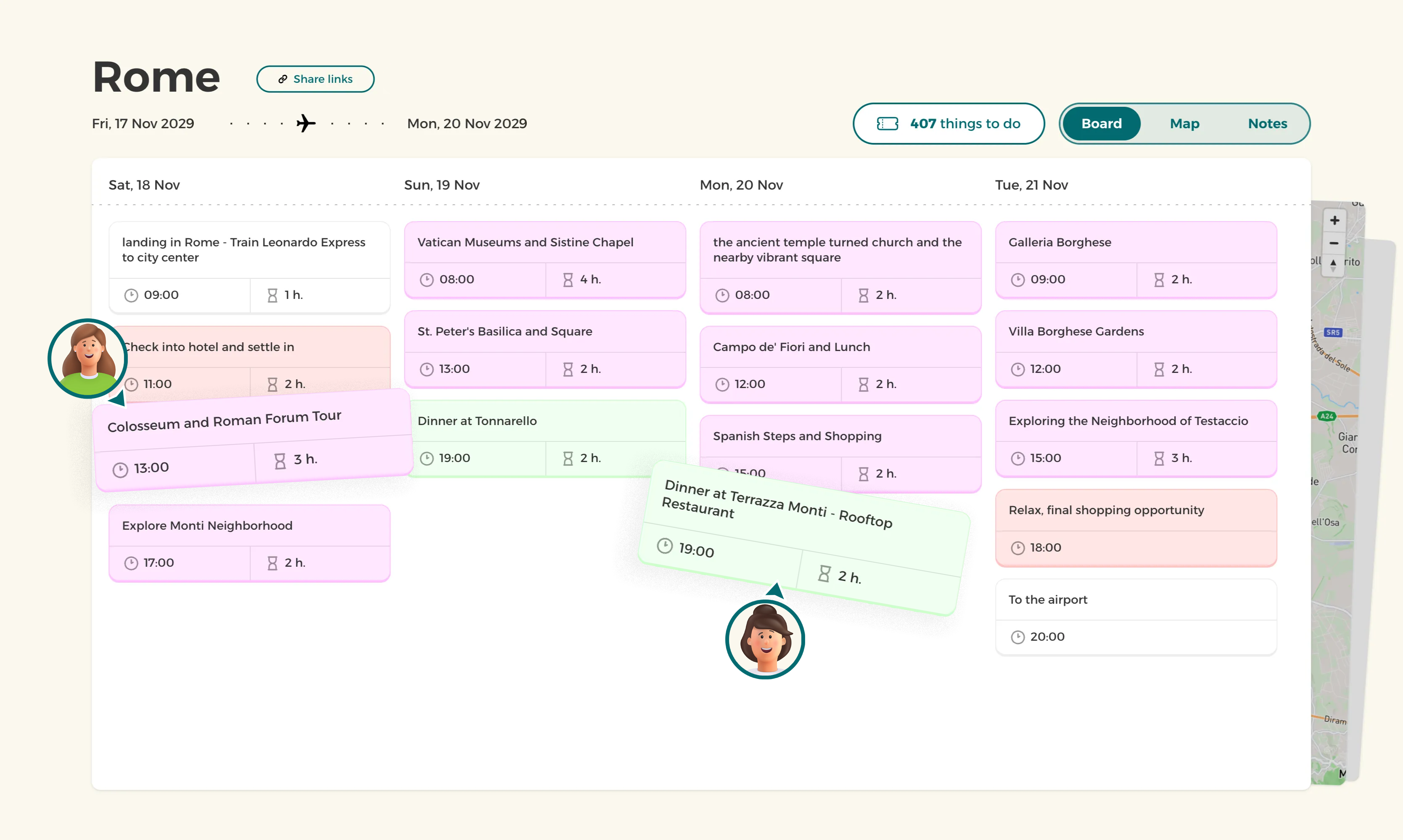 Kanban travel board