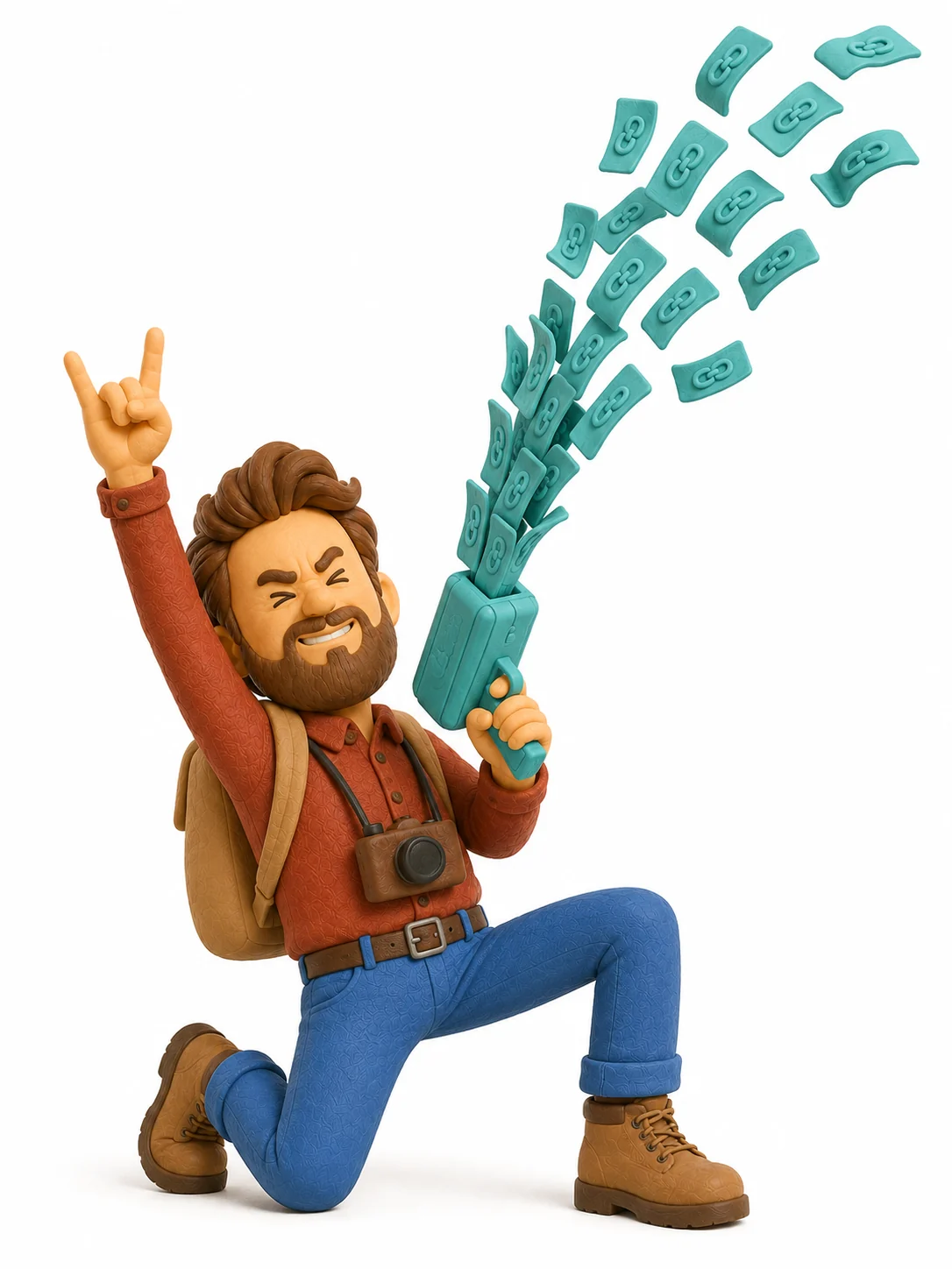 Carl celebrating as he shares trip links with his travel companions