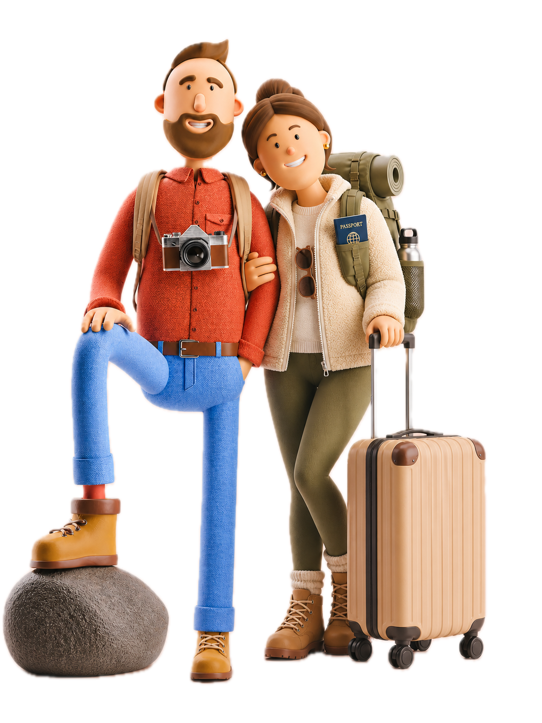 Travelling couple with luggage